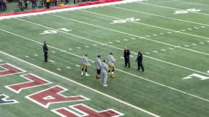 Brett Keisel helping get Cam Heyward warmed up for the game today!- Craig Feely (@feelycr).